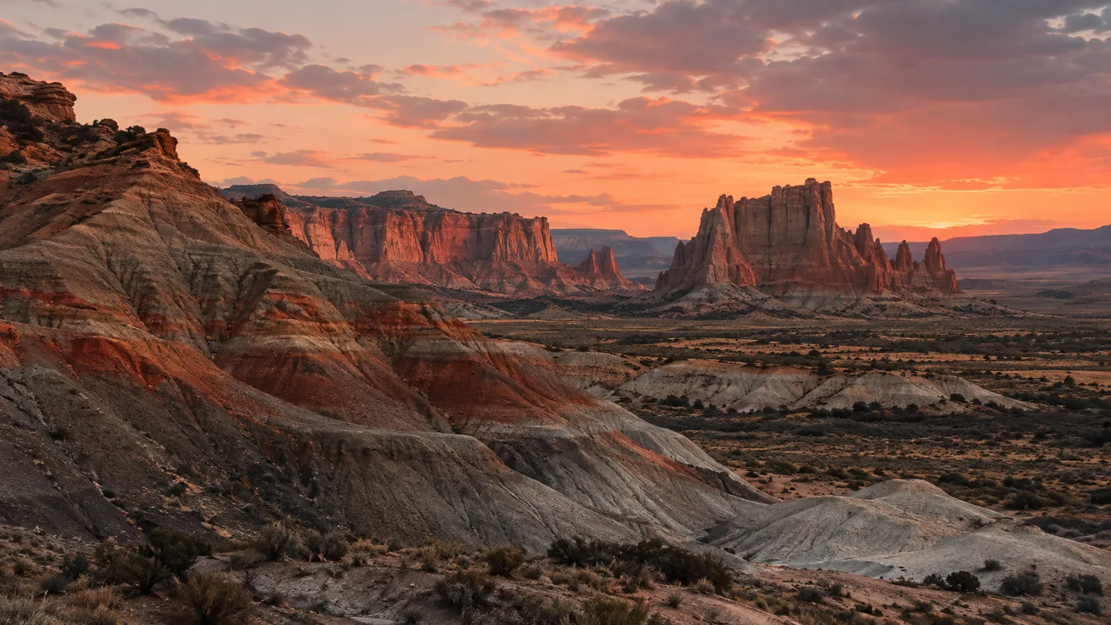 Bentonite Hills und Cathedral Valley